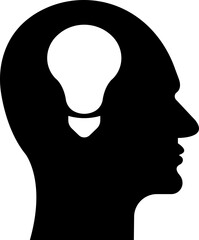 Human brain icon in flat style. Thinking State mind process and business solutions symbol isolated on transparent background