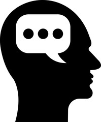 Human brain icon in flat style. Thinking State mind process and business solutions symbol isolated on transparent background