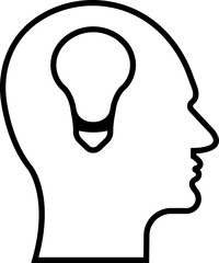 Human brain icon in line style. Thinking State mind process and business solutions symbol isolated on transparent background