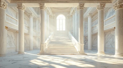 Obraz premium Opulent white temple staircase view high resolution picture