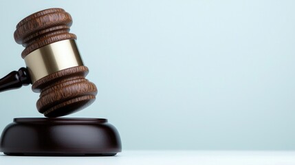 Wooden gavel on stand, legal concept