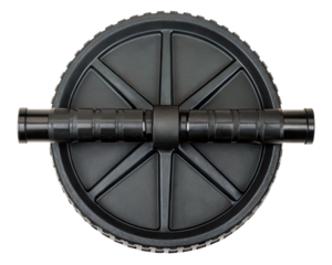 Ab roller wheel with dual handles for core strength exercise on a transparent background