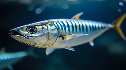 Fototapeta premium Atlantic Mackerel in Underwater Setting
