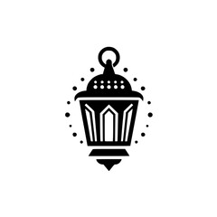 Stylized Graphic Icon of Traditional Festive Lantern with Decorative Dots in Black and White