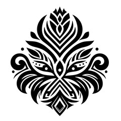 Stylized Symmetrical Black & White Graphic Ornament - Abstract Pattern Design