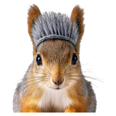 Fototapeta premium Cute Squirrel with Unique Headband in a Portrait Style Image, isolated on transparent background.