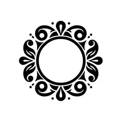 Elegant Black Flourish Circle Frame. Ornate Decorative Design Element for Logos, Invitations, or Emblems.