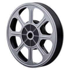 Obraz premium Vintage Film Reel Design with Detailed Spool and Metal Finish, isolated on transparent background.