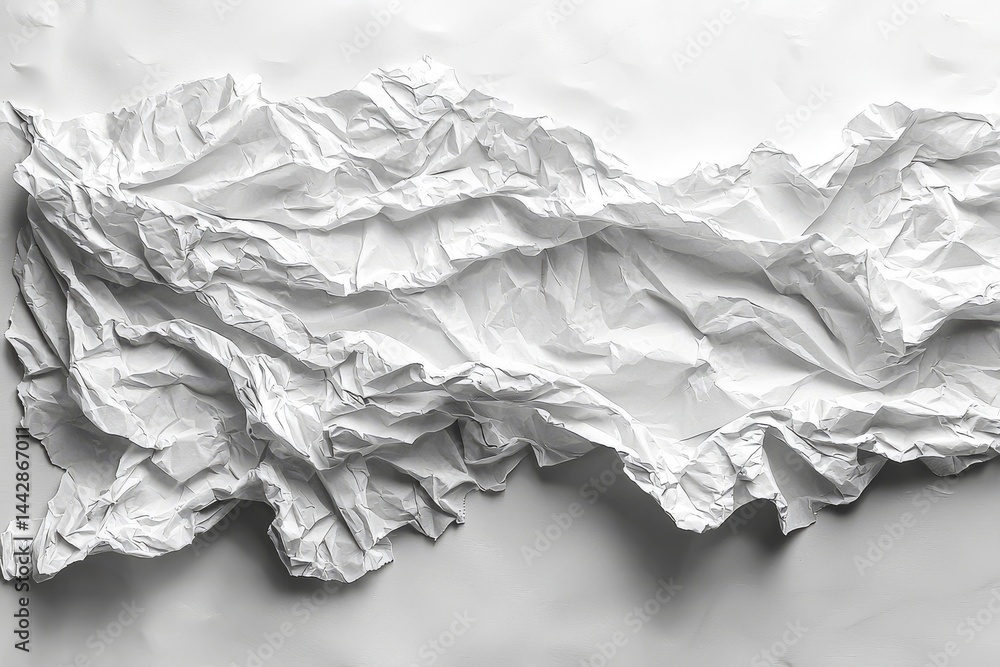 Poster Crumpled white paper with a creased old poster texture forms an empty surface that serves as a background for text