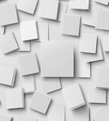 A collection of contemporary white sheets of paper are suspended or descending in various orientations with curled and twisted borders isolated against a transparent backdrop