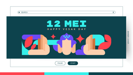 Happy Vesak Day Abstract Geometric Art Composition illustration.