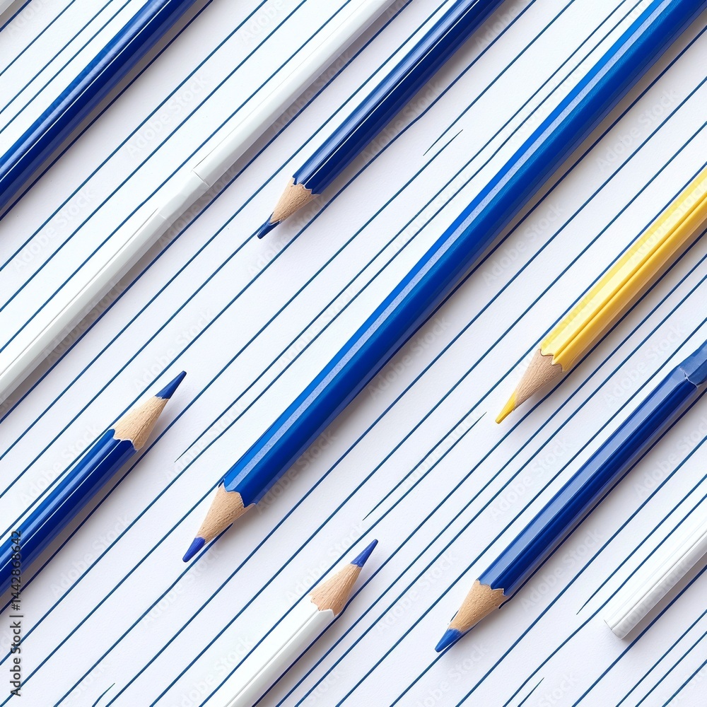 Poster seamless pattern of handwriting paper featuring blank lines for cursive practice or handwriting exer