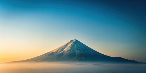 Serene sunrise over a majestic snow-capped peak, a breathtaking vista of natural beauty