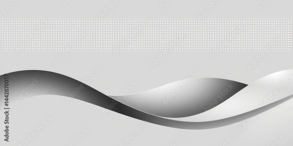 Poster abstract grayscale design with flowing curves and dotted texture