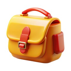 Bright yellow lunchbox with red accents, perfect for school or outdoor activities and packed with fun for children