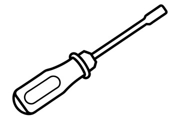 Manual Screwdriver Line Art Vector Illustration
