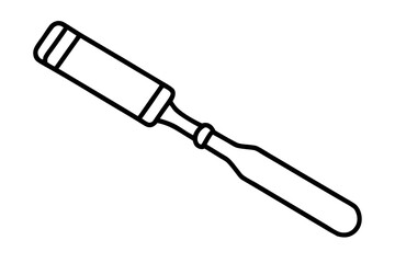Old Chisel Tool Line Art Vector Illustration