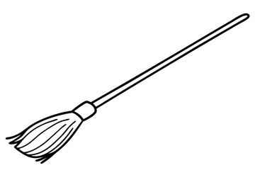 Rustic Broom Simple Line Art Vector Illustration