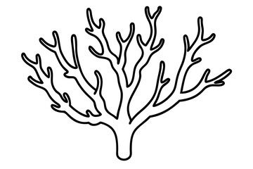 Fototapeta premium Simple Coral Reef Branch Line Art Vector Illustration