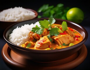 Curry-Bowl mit H&auml;hnchen, Kokosmilch und Jasminreis