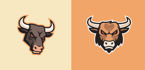 Angry Bull Mascot Logo Set