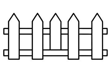 Wooden Fence Slice Line Art Vector Illustration