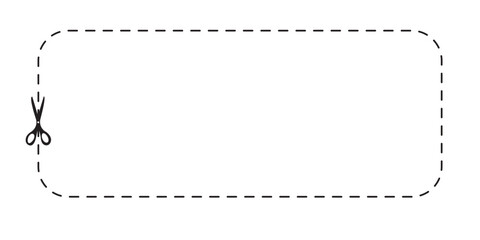 A dashed line forming a square with a scissor icon indicating where to cut.