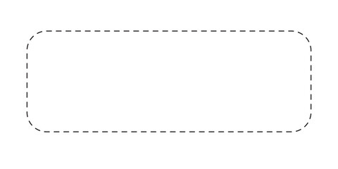 Dotted square form isolated on white background. Basic geometric shape with dashed stitches line. Cut here pictogram for coupon or discount. Vector outline illustration.