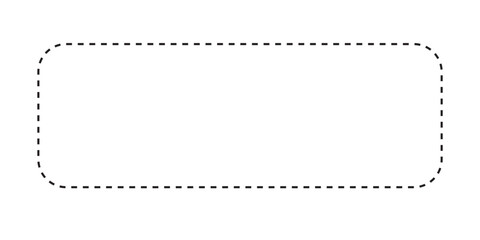 Dotted square form isolated on white background. Basic geometric shape with dashed stitches line. Cut here pictogram for coupon or discount. Vector outline illustration.