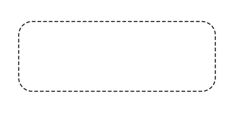 Dotted square form isolated on white background. Basic geometric shape with dashed stitches line. Cut here pictogram for coupon or discount. Vector outline illustration.