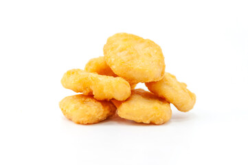 Golden Fried Chicken Nuggets on White