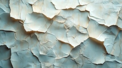 Obraz premium Textured abstract wall with peeling layers in light blue and white hues