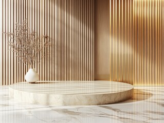 Modern, minimalist interior design podium display.