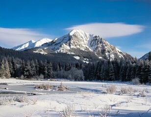Fototapeta premium winter, mountain, snow, rising, wolf, landscape, nature, cold, scenic, white, sky, ice, frozen, peak, range, summit, wilderness, outdoors, panorama, view, frost, snowy, alpine, season, hill, top, blue