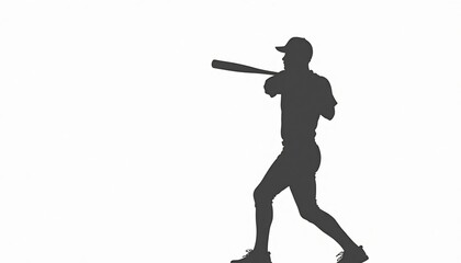 Baseball Player Silhouette: A dynamic silhouette of a baseball player mid-swing, poised with bat in hand, exemplifies the power and grace of athletic performance.