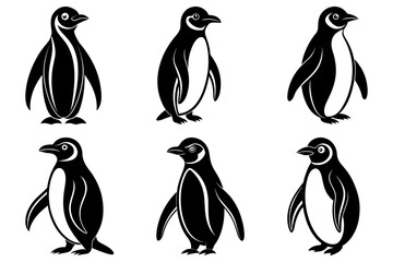 Obraz premium set of penguin silhouette vector on white background