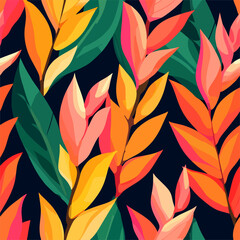 Vibrant Foliage Pattern a colorful and dynamic depiction of botanical leaves with a tropical and modern touch.