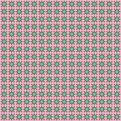 Colorful seamless floral pattern with abstract shapes in turquoise, red, and green on a pink background. Perfect for textiles, wallpapers, wrapping paper, and decorative design projects.