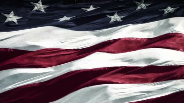 American flag waiving in the wind 