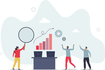 Work group as effective approach for business project. character life .