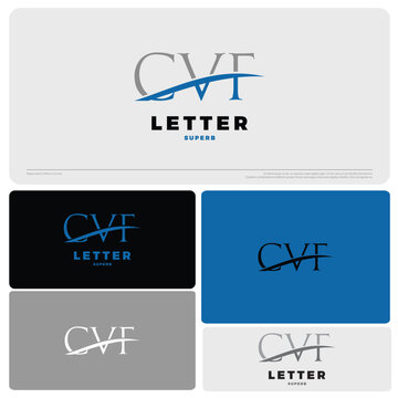 initial letter cvf icon logo design template