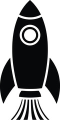 Rocket icon over white background, silhouette style design, vector illustration.