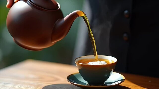 Traditional tea served warm in elegant cup
