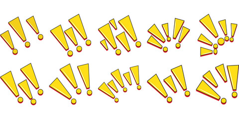 Colorful Exclamation Mark Icon Set – Comic Style Expressions Collection