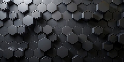 Abstract Dark Hexagonal Pattern Background with 3D Depth