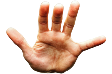 Hand show five finger isolated on white background PNG