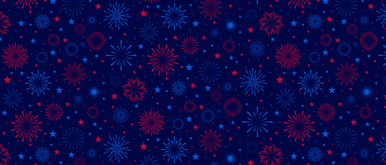 4th July background, fireworks pattern, USA Independence Day