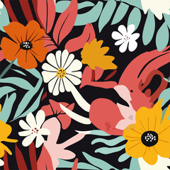 Vibrant Floral Pattern a captivating and meticulously crafted floral design showcasing an array of colorful flowers and leaves.