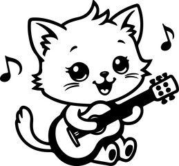 Flaming Acoustic Guitar Silhouettes  vector design 