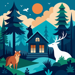 christmas card with deer